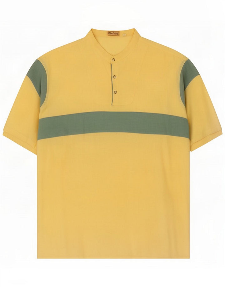 Peter Doney Pulôver masculino tamanho 40 15 3/4 Colorblock amarelo médio