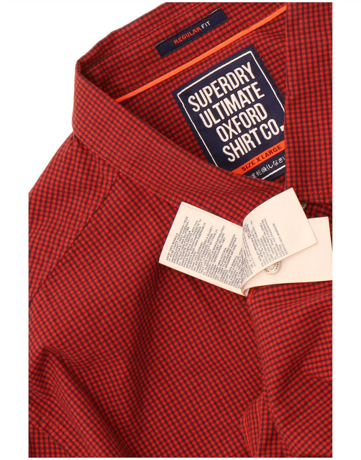 Camisa masculina Superdry Regular Fit XL algodão vermelho guingão