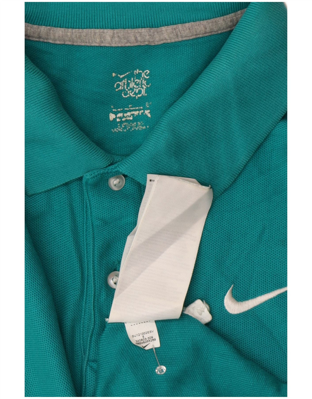 Camisa polo masculina Nike pequena turquesa algodão
