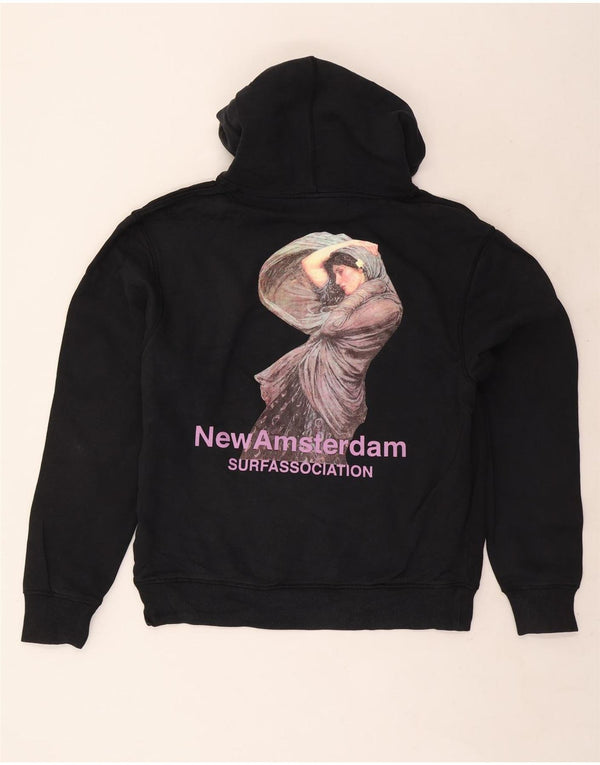 Moletom com capuz gráfico masculino vintage de algodão preto médio