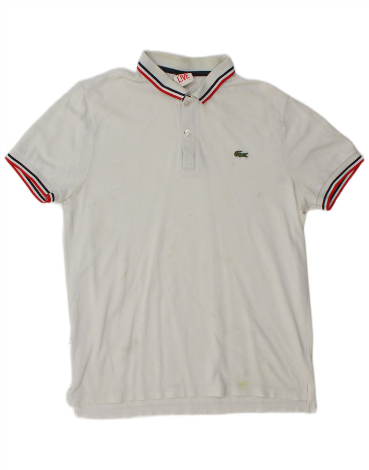 Camisa polo masculina LACOSTE tamanho 4 médio algodão branco