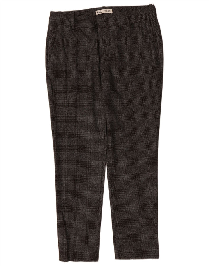 Calça feminina ZARA Slim Suit EU 40 Médio W30 L29 Poliéster xadrez cinza