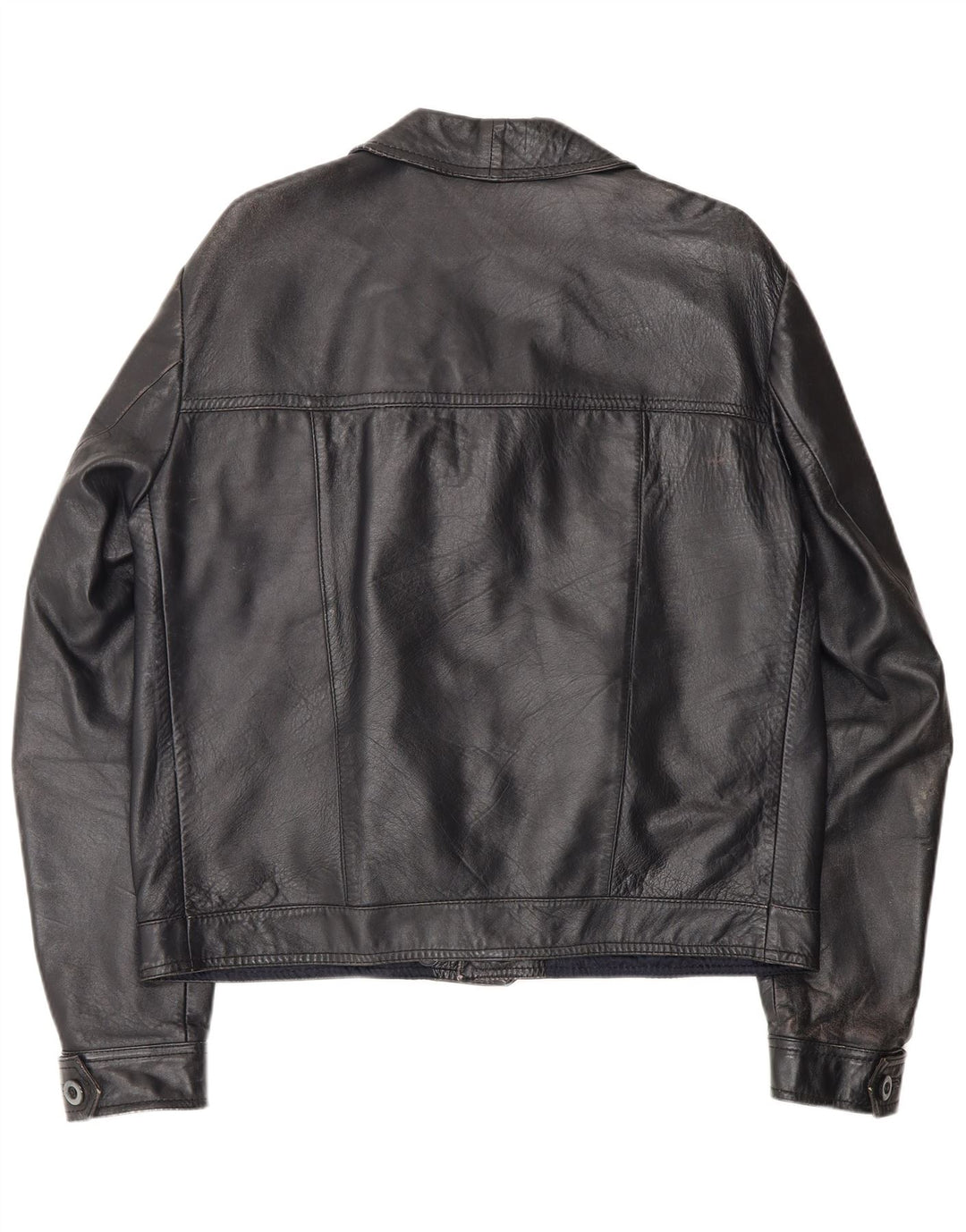 Jaqueta de couro masculina vintage UK 40 grande preta