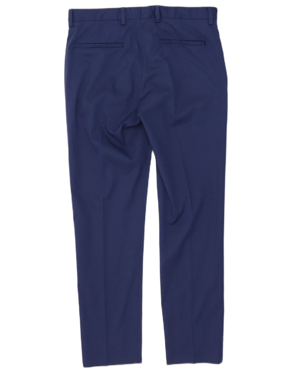 Zara Mens Slim Chino Calças EU 42 Grande W32 L30 Azul Poliéster
