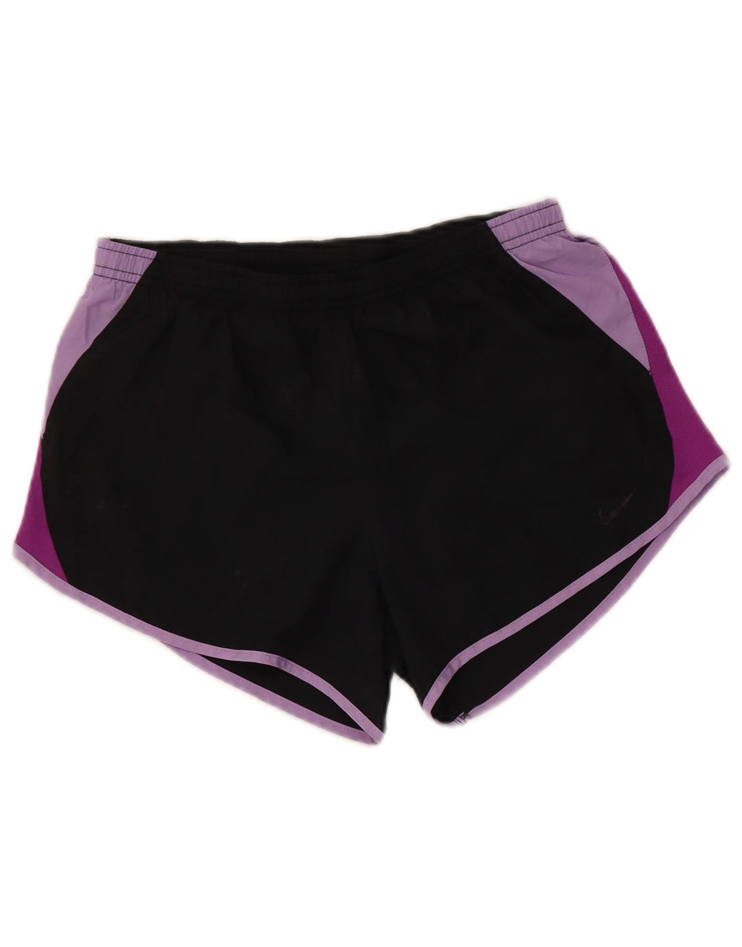Shorts esportivo feminino NIKE Dri Fit UK 10 pequeno preto colorblock poliéster