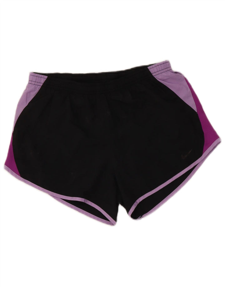 Shorts esportivo feminino NIKE Dri Fit UK 10 pequeno preto colorblock poliéster