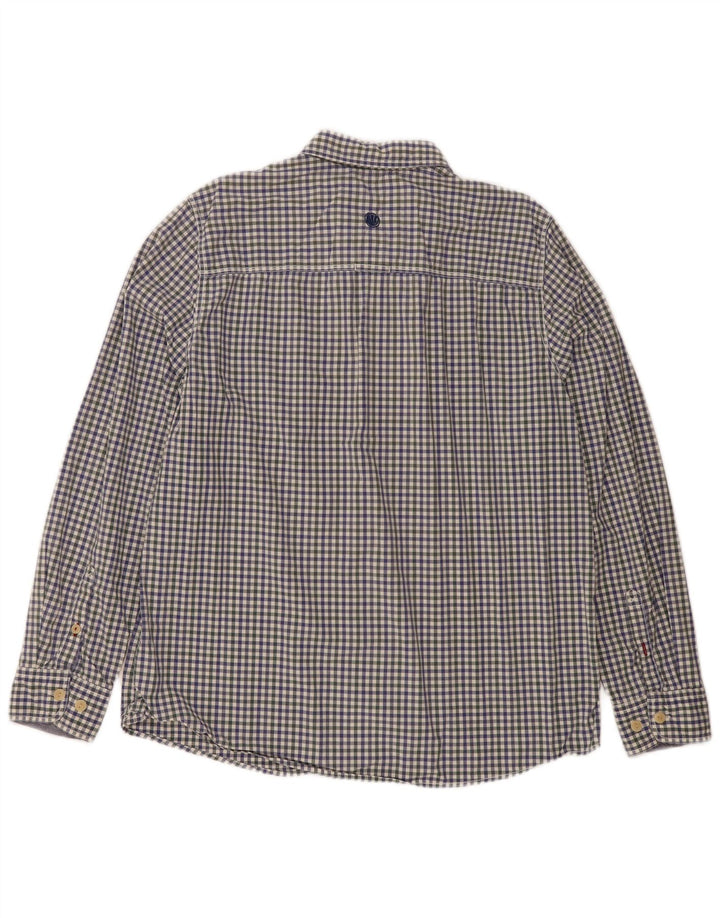 Camisa masculina Fat Face XL azul marinho algodão guingão