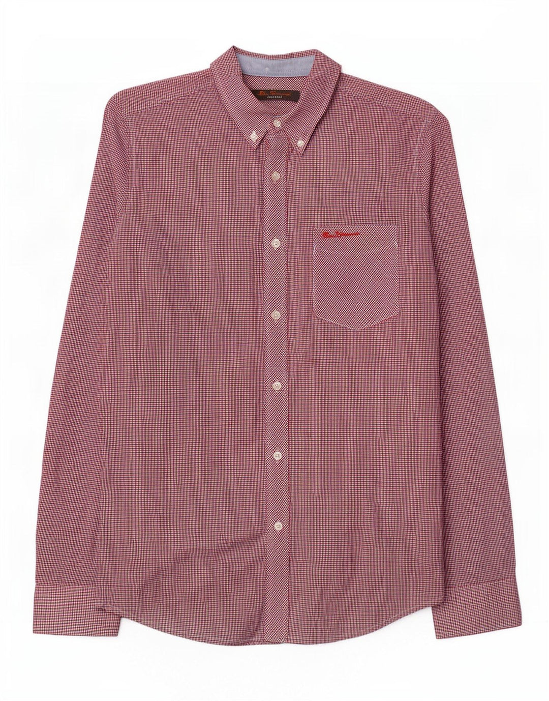 Camisa masculina Ben Sherman pequena vermelha de algodão guingão