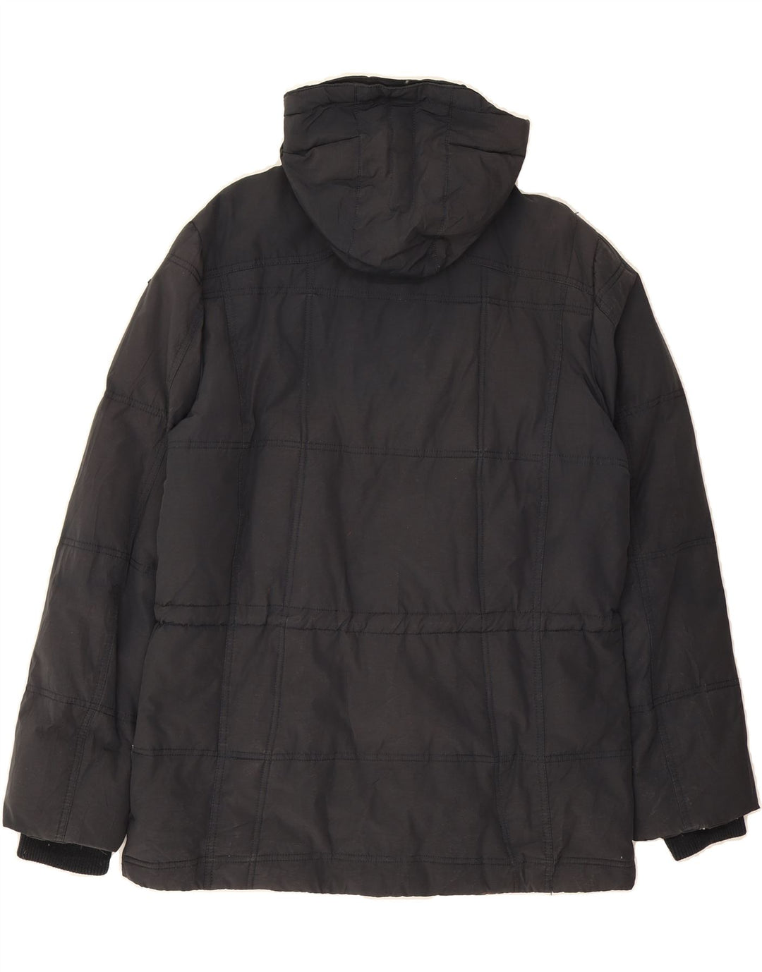 IVY OXFORD Mens Hooded Padded Jacket IT 50 Large Navy Blue Cotton Vintage Ivy Oxford and Second-Hand Ivy Oxford from Messina Hembry 