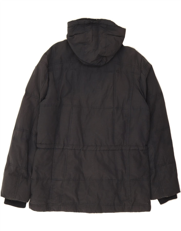 IVY OXFORD Mens Hooded Padded Jacket IT 50 Large Navy Blue Cotton Vintage Ivy Oxford and Second-Hand Ivy Oxford from Messina Hembry 