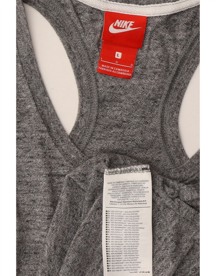Colete feminino Nike UK 14 grande algodão manchado cinza
