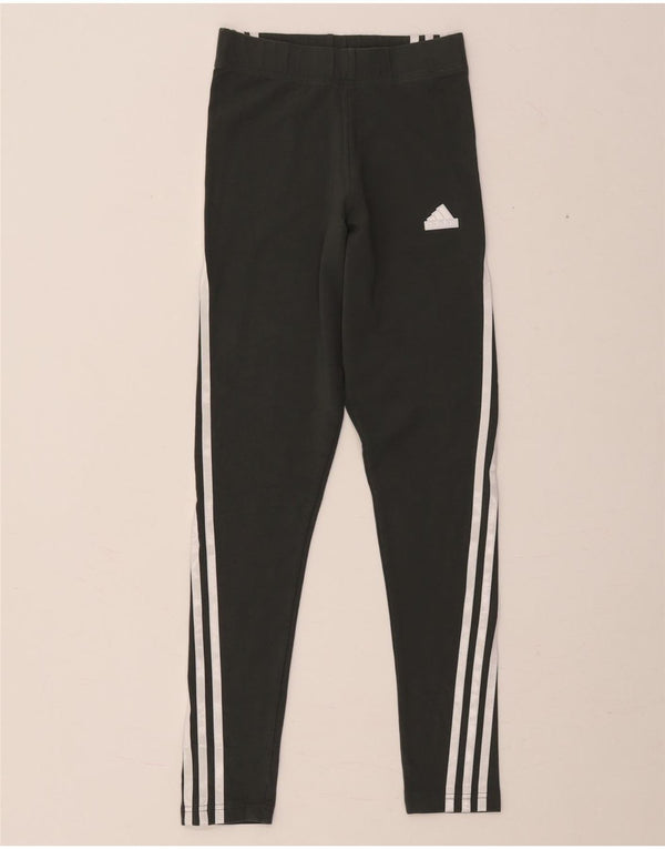 Adidas Womens Leggings UK 4/6 XS Green Cotton