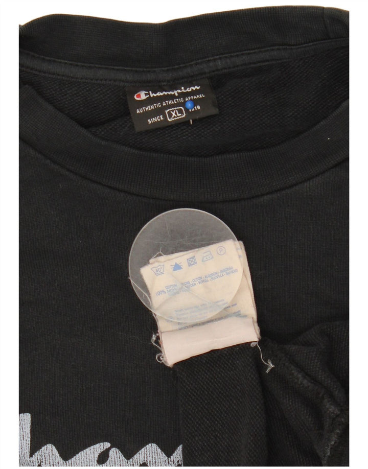 Champion feminino gráfico moletom jumper XL algodão preto