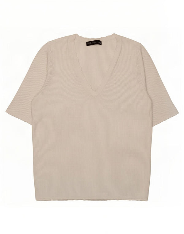 Camiseta feminina Marks & Spencer UK 14 grande viscose branca