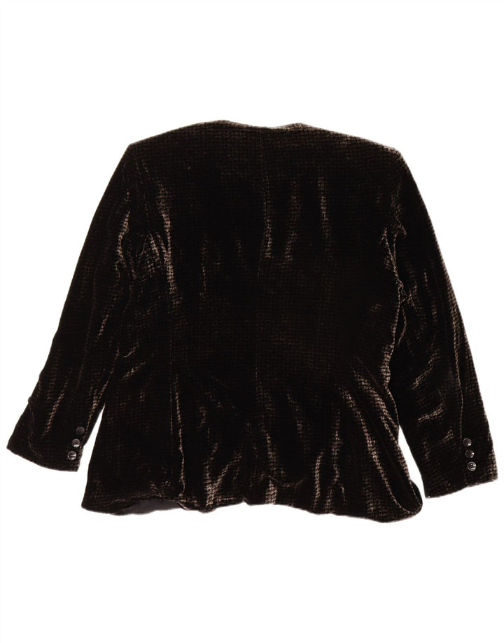 Jaqueta blazer feminina de veludo com 2 botões Jones New York Reino Unido 16 grande rayon preto