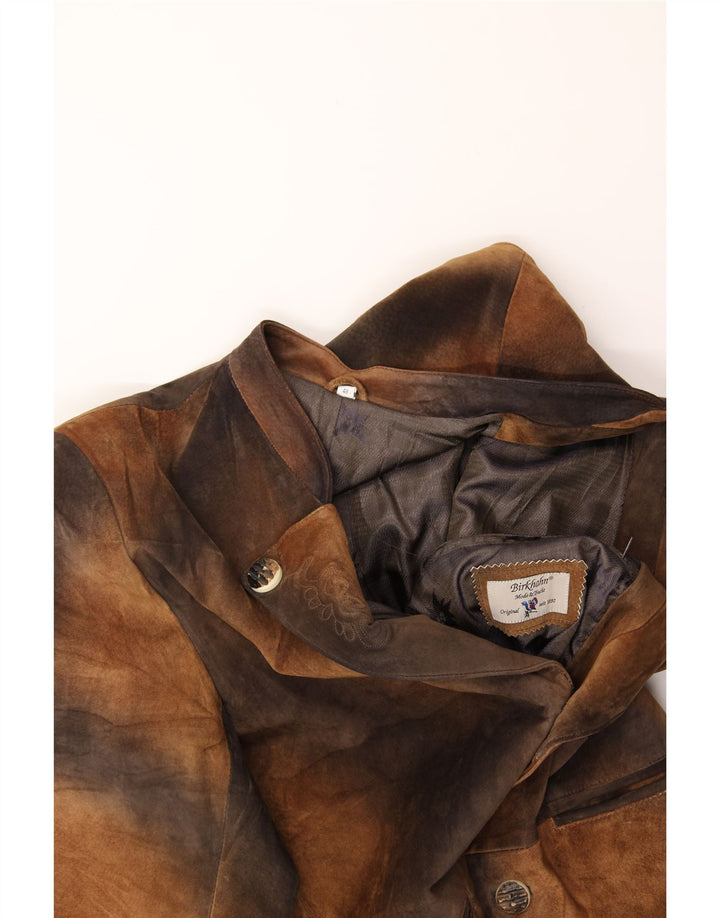 Jaqueta blazer masculina VINTAGE com 3 botões IT 48 couro marrom médio tie-dye