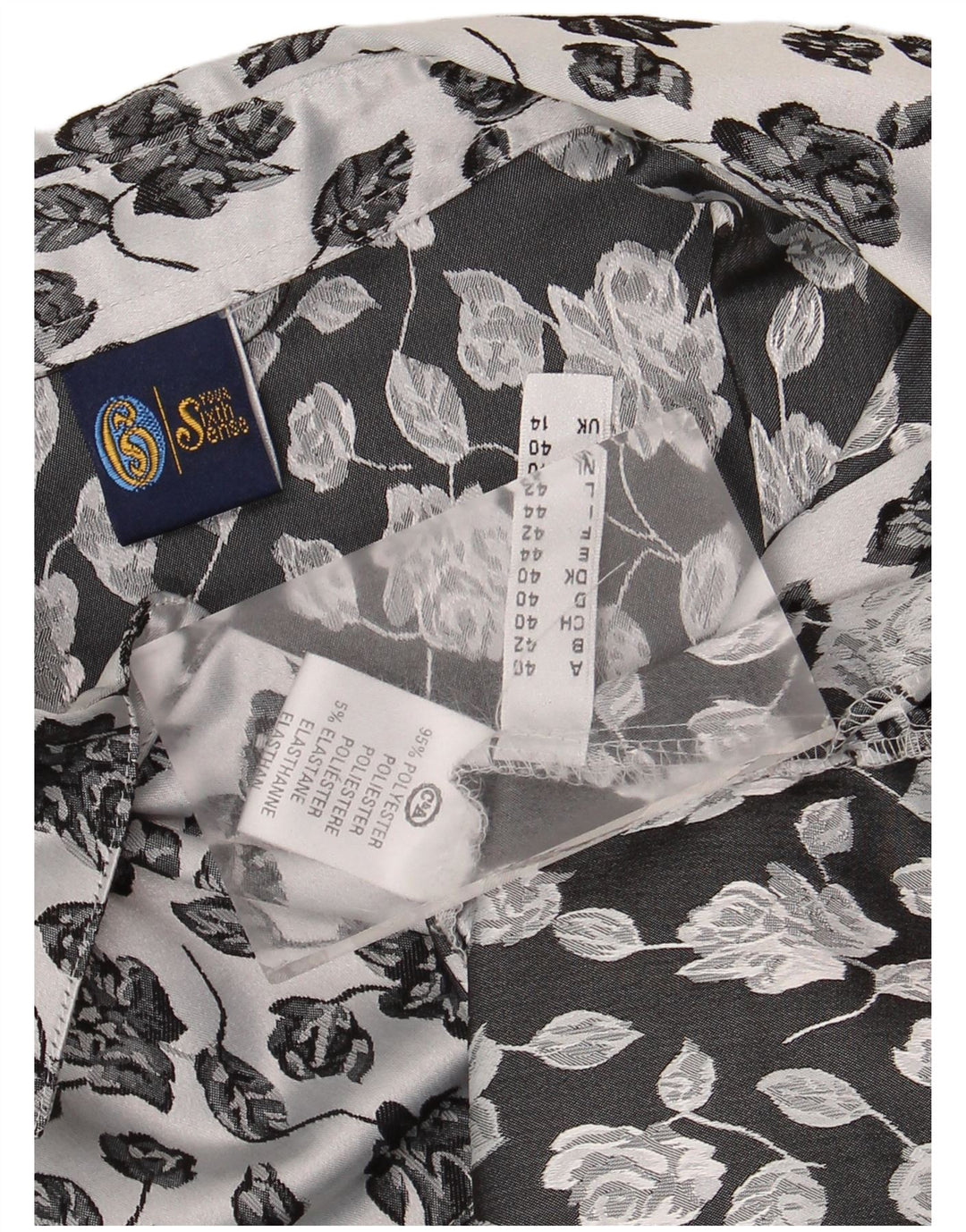 Camisa feminina Your Sixth Sense UK 14 grande poliéster floral branco