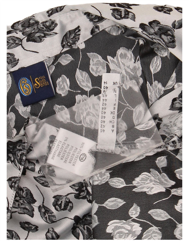 Camisa feminina Your Sixth Sense UK 14 grande poliéster floral branco