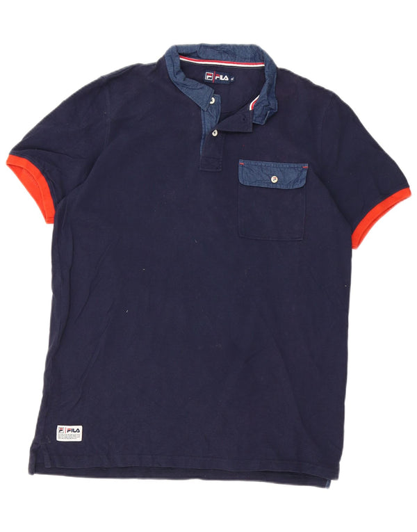 Camisa polo masculina Fila XL azul marinho algodão