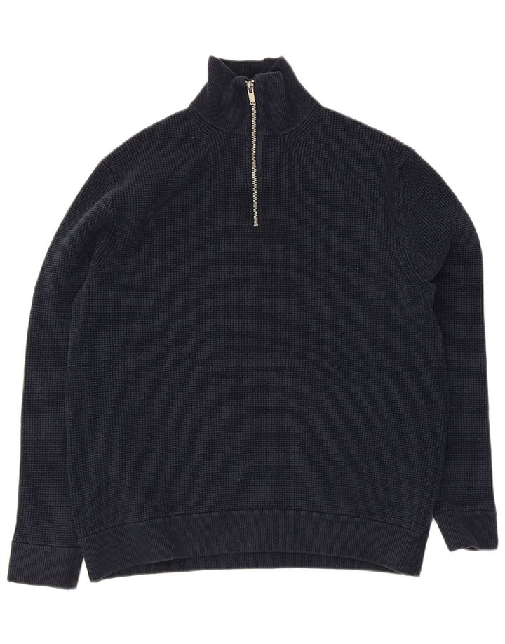 Suéter masculino Marks & Spencer com zíper e gola XL azul marinho poliéster