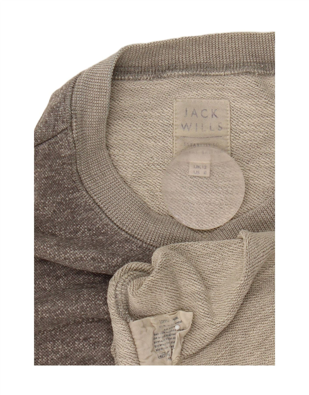 Jack Wills moletom feminino jumper UK 12 algodão manchado cinza médio