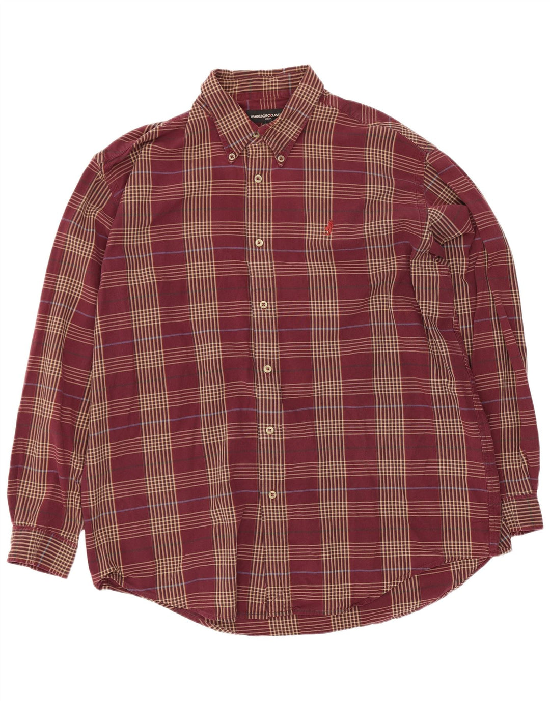 Camisa masculina Marlboro Classics 2XL algodão xadrez Borgonha