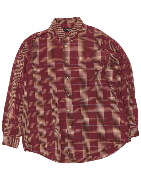 Camisa masculina Marlboro Classics 2XL algodão xadrez Borgonha