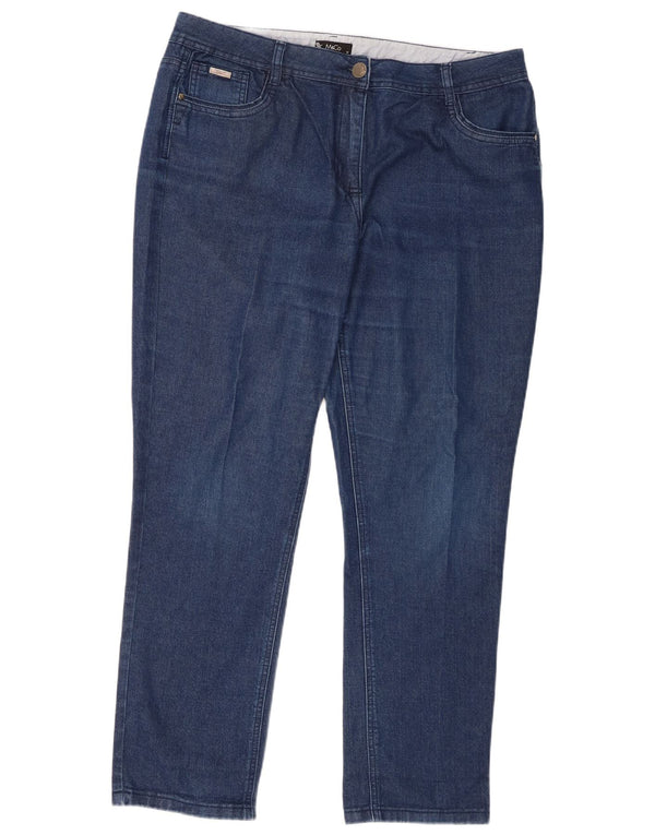 Calça jeans feminina cintura alta M&Co UK 18 XL W38 L30 azul algodão