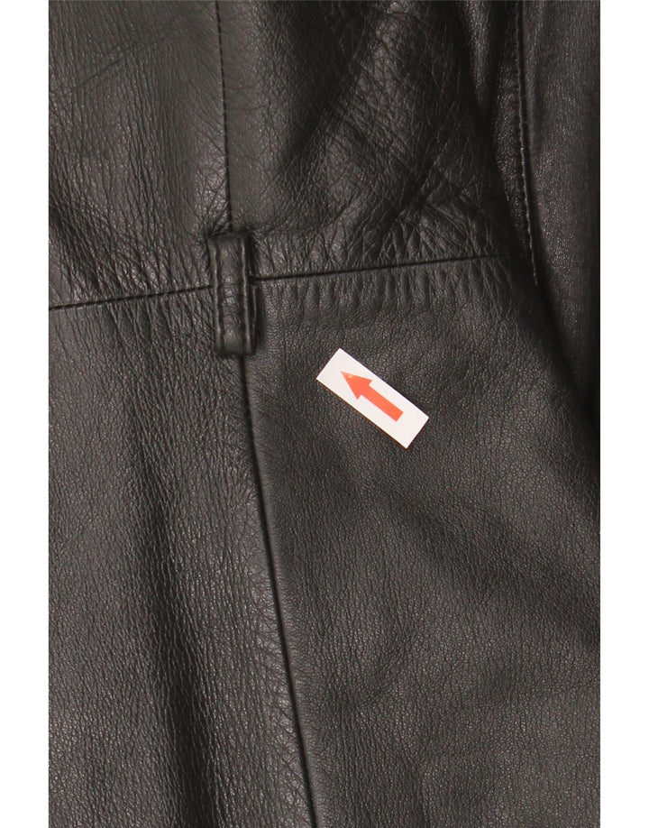 Casaco de couro feminino vintage UK 10 pequeno preto