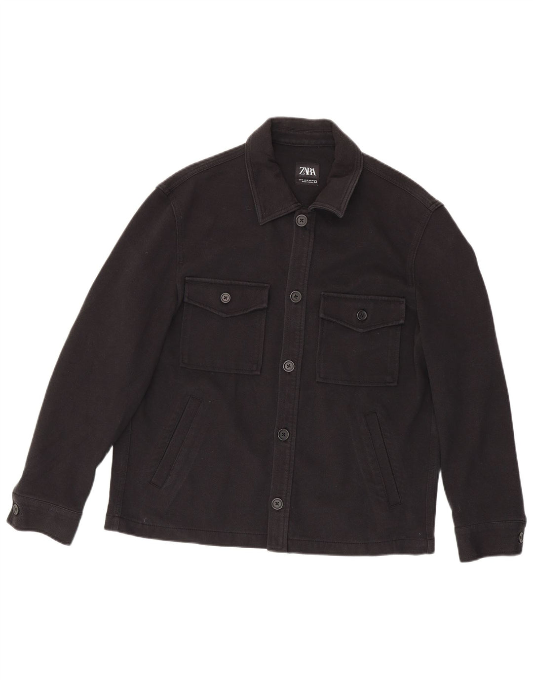 Jaqueta utilitária masculina Zara UK 38 algodão preto médio
