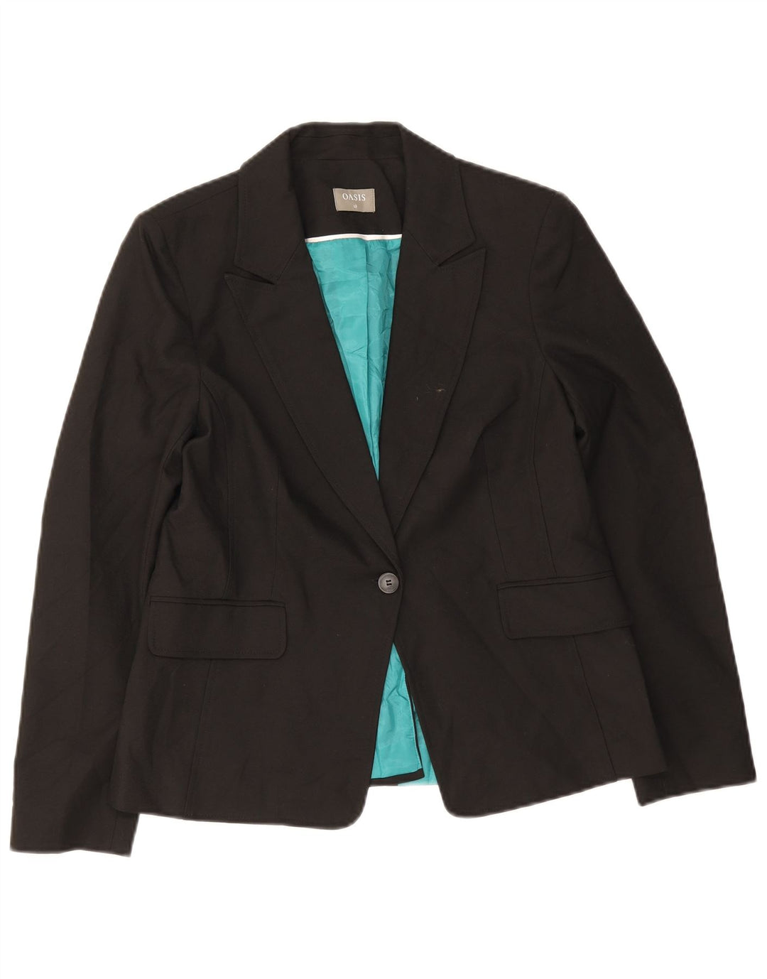 Jaqueta blazer feminina Oasis com 1 botão Reino Unido 12 poliéster preto médio