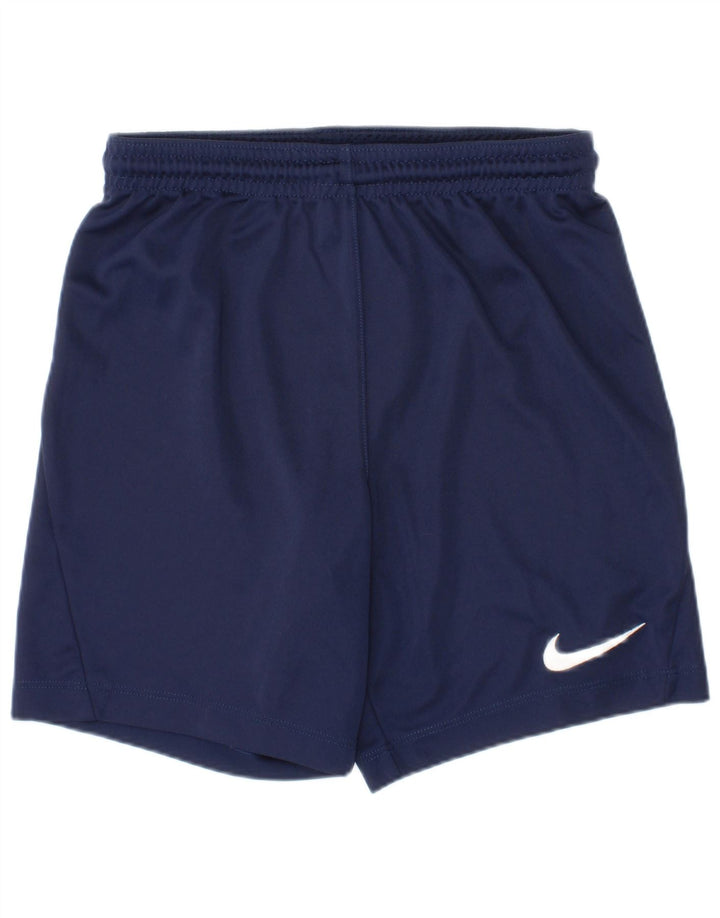 Shorts esportivos Nike Boys Dri Fit 8-9 anos pequenos azul marinho poliéster