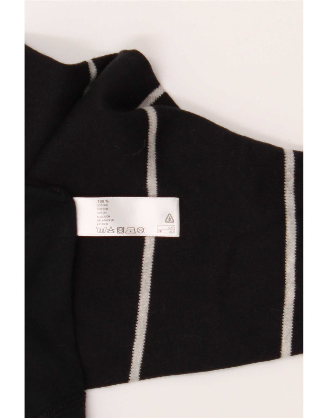 Fila Mens Regular Top Manga Longa Médio Algodão Listrado Preto
