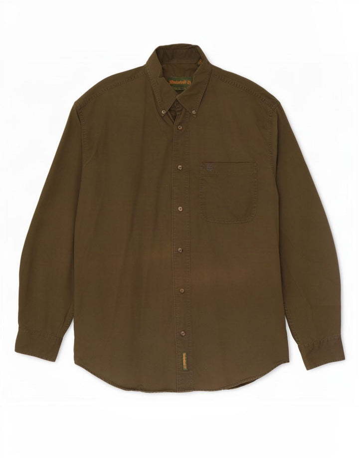 Camisa masculina Timberland de algodão cáqui médio