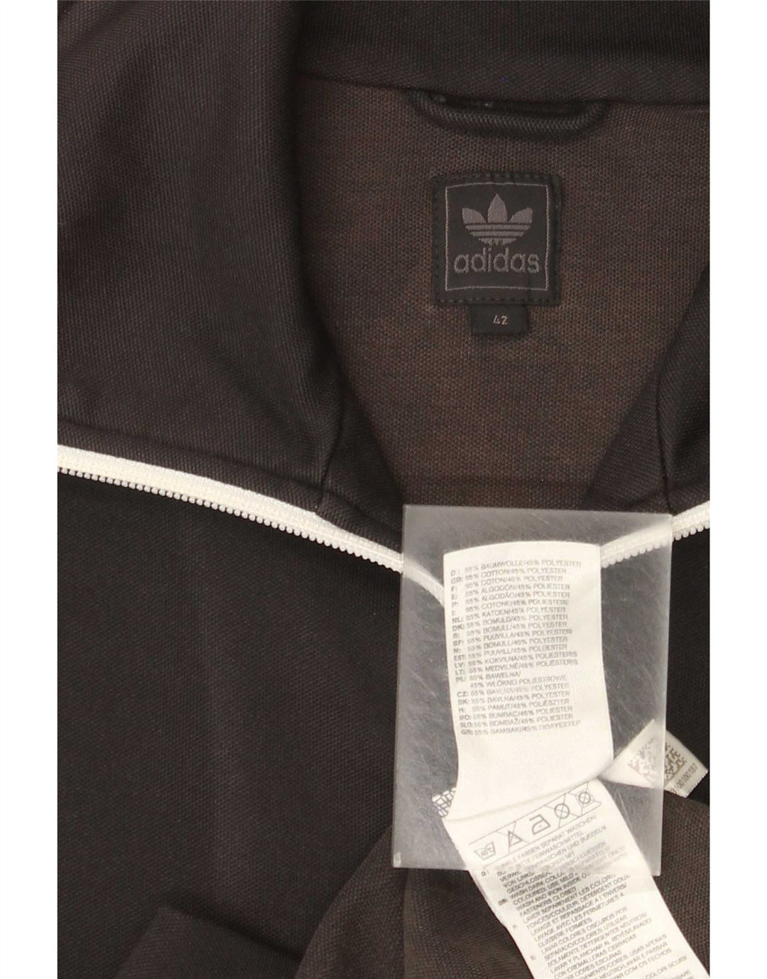 Adidas Womens Tracksuit Top Jacket IT 42 Médio Algodão Preto