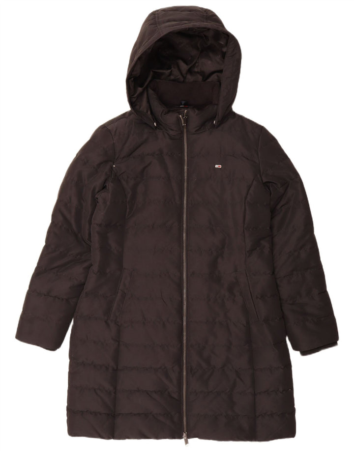 Casaco acolchoado com capuz feminino Tommy Hilfiger UK 18 XL preto poliéster
