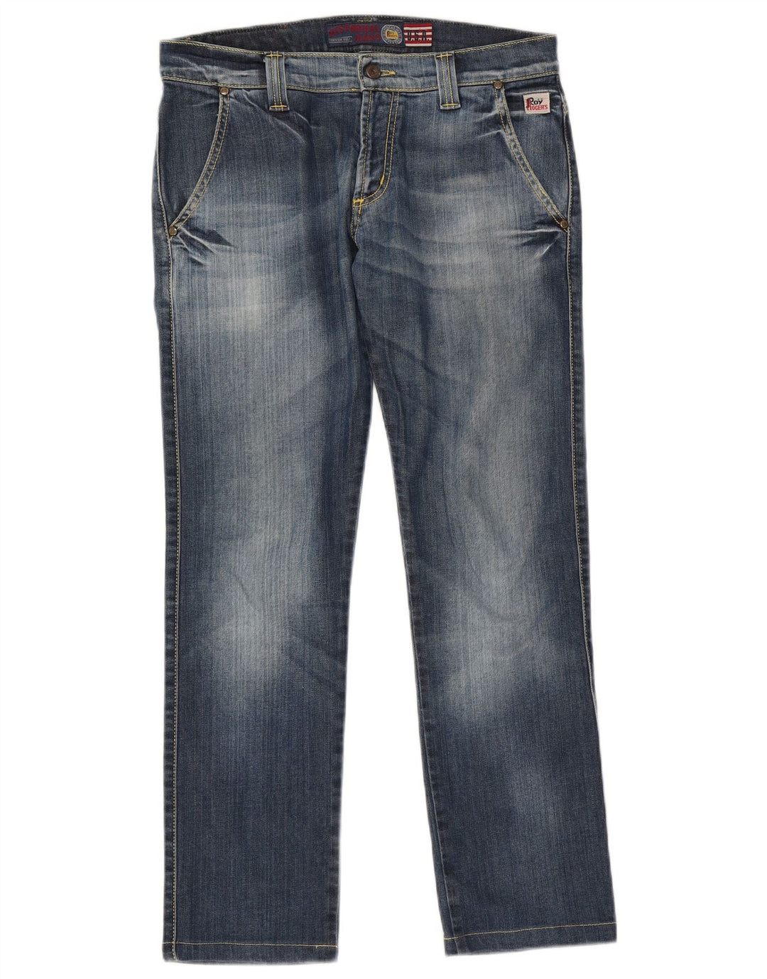 Calça jeans reta masculina Roy Rogers W32 L28 algodão azul