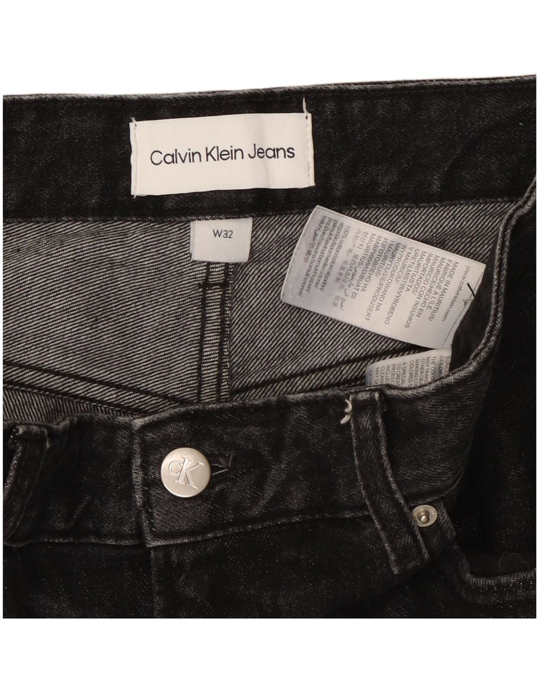 CALVIN KLEIN Calça jeans masculina slim W32 L27 algodão preto