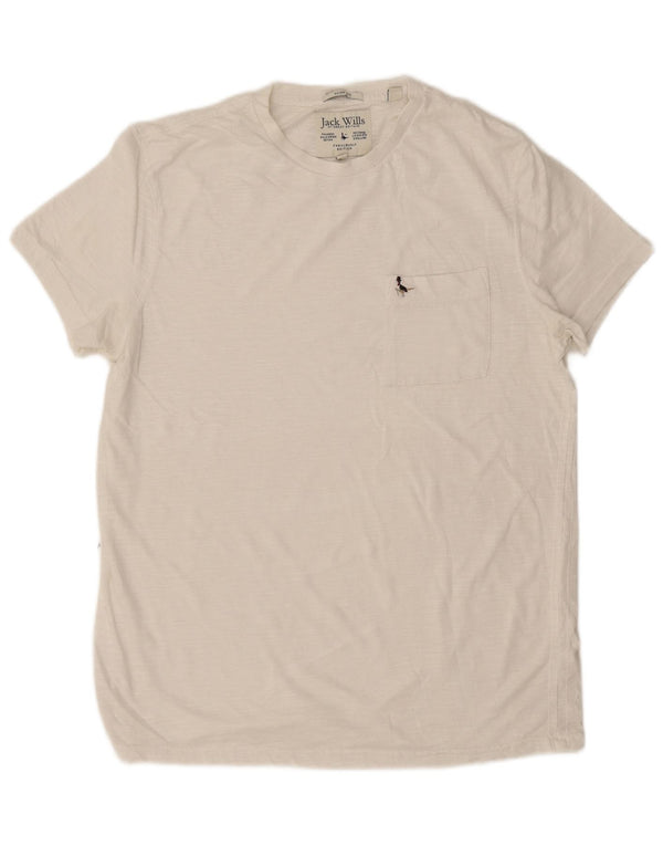 Jack Wills Mens Slim Fit Camiseta Top XL Algodão Branco
