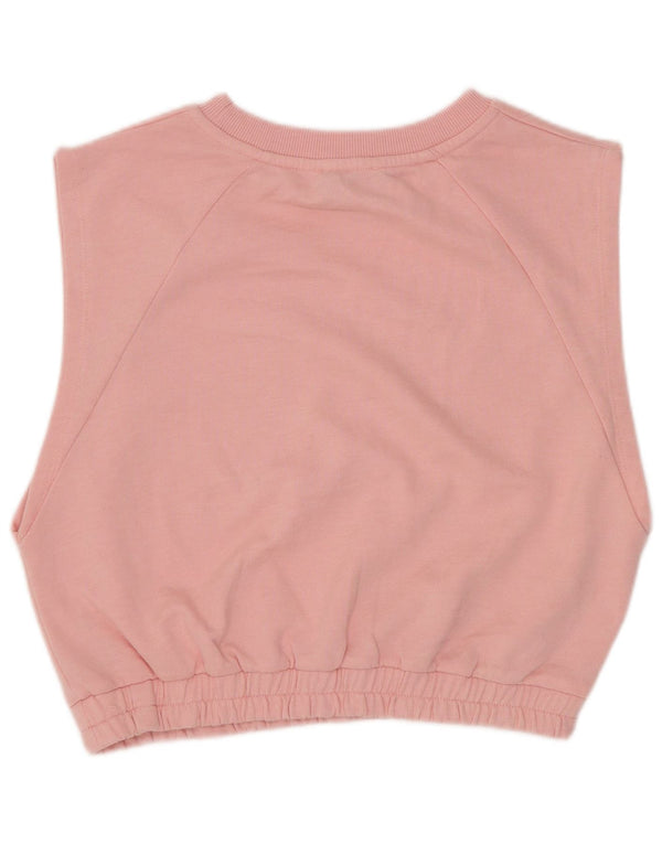 Topshop feminino sem mangas crop top UK 10 pequeno algodão rosa