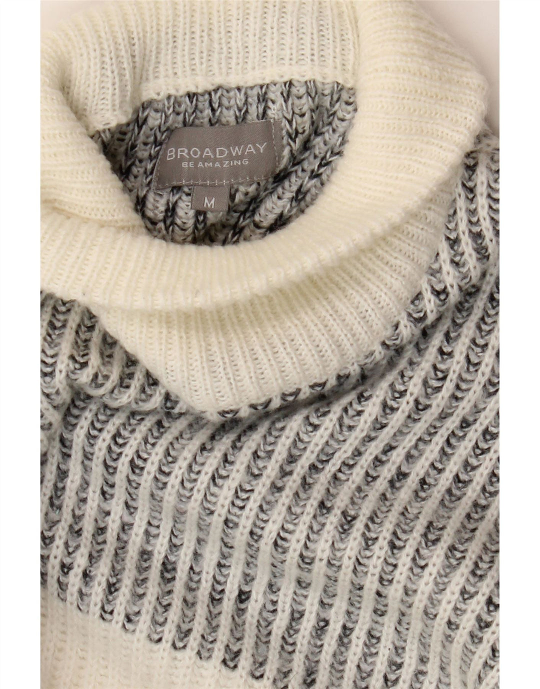 BROADWAY & SPRING Womens Roll Neck Jumper Sweater UK 14 Medium White Vintage Broadway & Spring and Second-Hand Broadway & Spring from Messina Hembry 