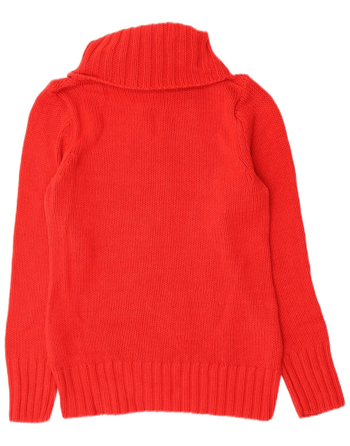 Suéter feminino vintage com gola redonda Reino Unido 12 lã vermelha média