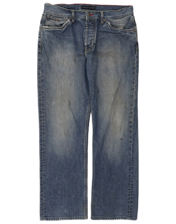 Jeans retos masculinos Tommy Hilfiger W34 L32 algodão azul