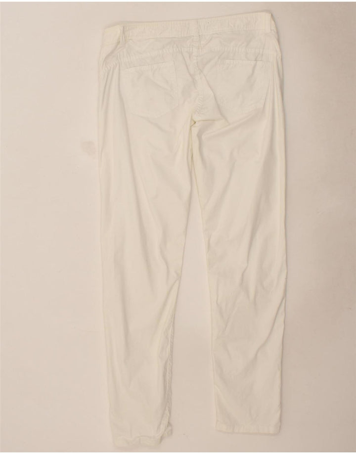 STEFANEL Womens Slim Casual Trousers US 10 Large W36 L32 White Cotton Vintage Stefanel and Second-Hand Stefanel from Messina Hembry 