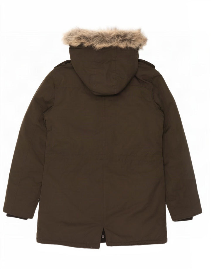 Jaqueta Parka com capuz militar masculina Guess Reino Unido 40 poliéster cáqui grande