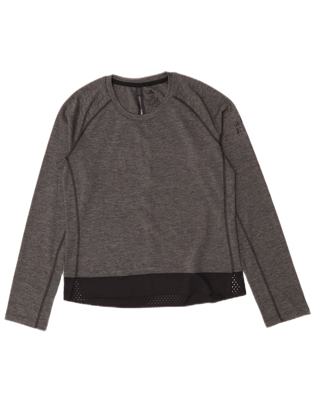 Top feminino Adidas manga comprida UK 4/6 XS cinza colorblock poliéster