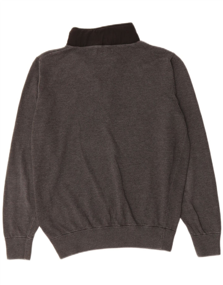 Suéter masculino CALVIN KLEIN com zíper e gola grande de algodão cinza