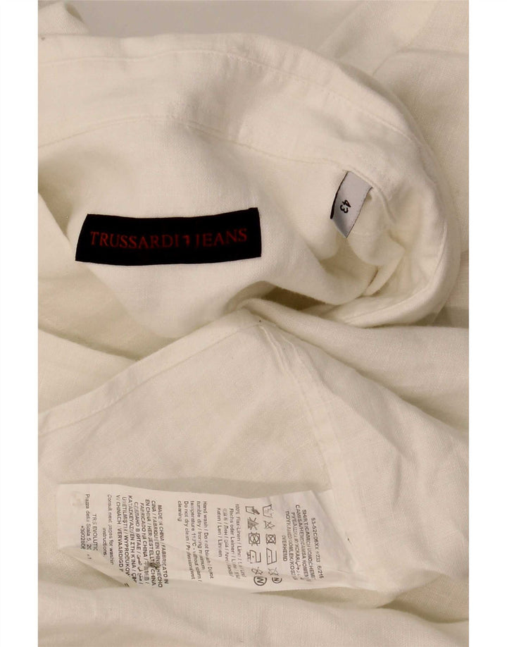 Camisa masculina Trussardi tamanho 43 grande linho branco