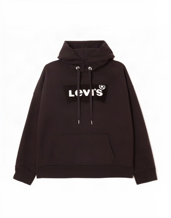 Levi's Mens Graphic Oversized Hoodie Jumper UK 14 Médio Algodão Preto
