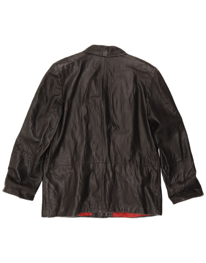 Jaqueta de couro feminina vintage IT 50 XL couro preto